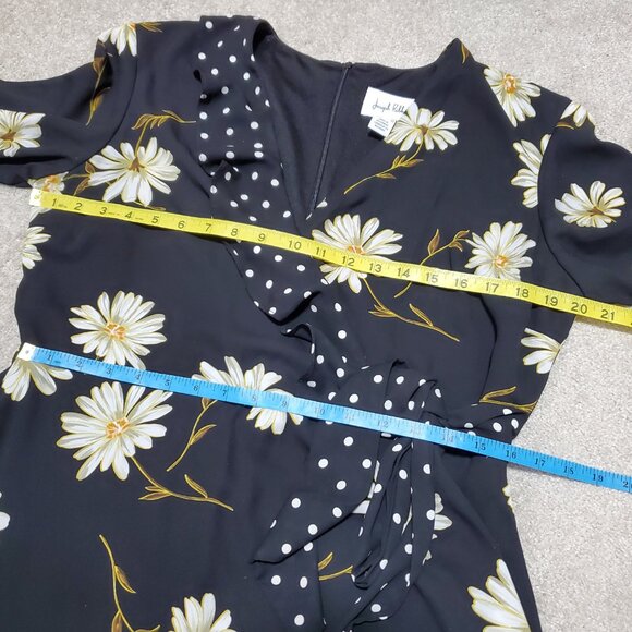 JOSEPH RIBKOFF Multi Floral & Polka Dot Dress Faux Wrap Knee Length Women's 12 - Picture 14 of 16